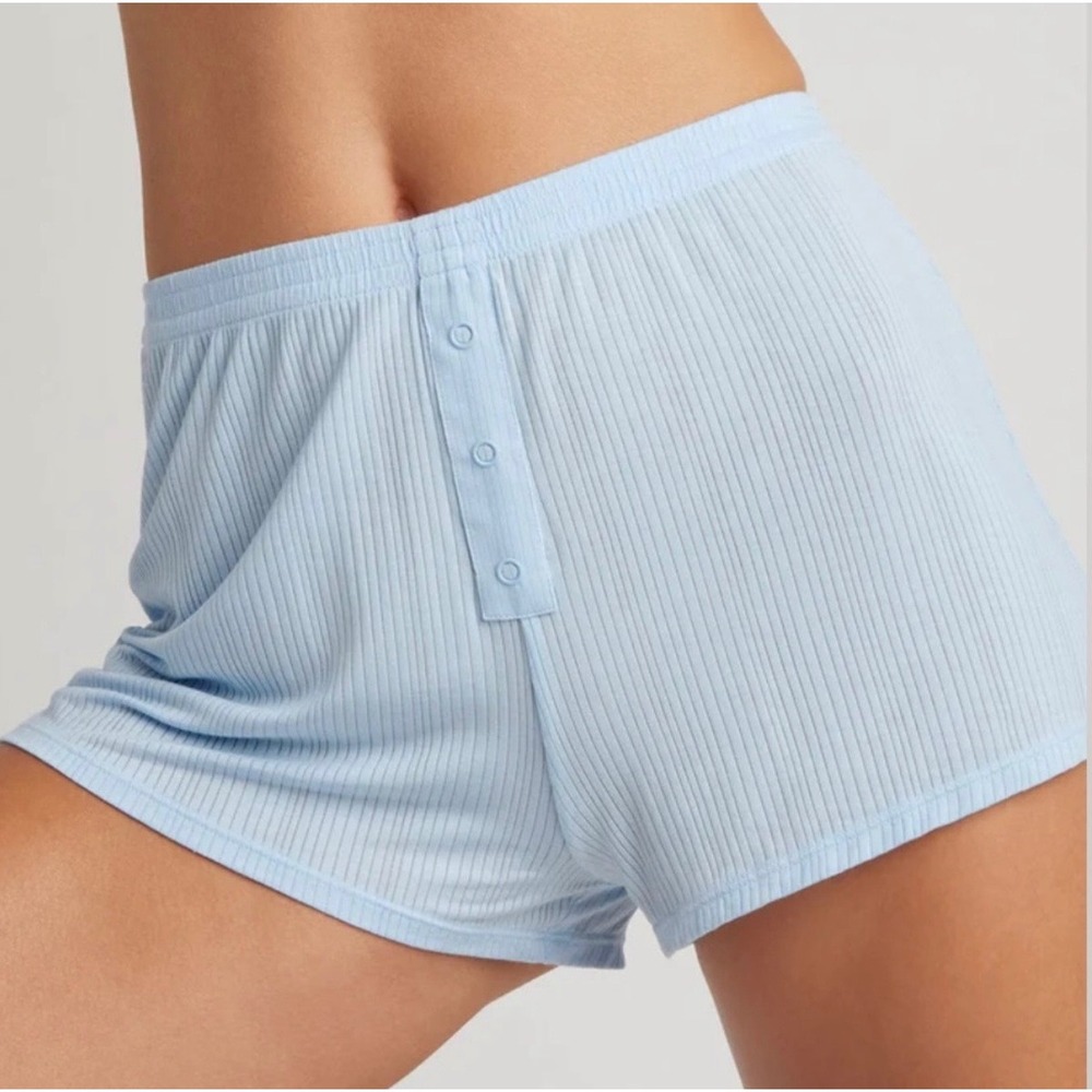Negative Whipped Boyfriend Short Size M Glacier Blue Pajama Ribbed Loungewear